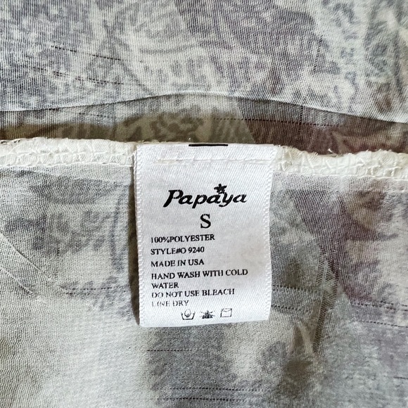 Papaya Y2K Silky Bohemian Pattern Puff Sleeve Blouse - Picture 6 of 7